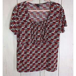 East 5th Size XL Multicolored Triangle Pattern Geometric Short Sleeve Womens Top